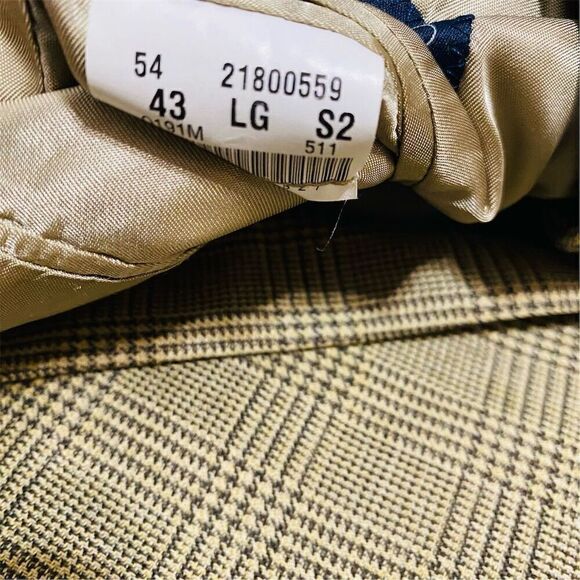 Brooks Brothers Men's Beige Plaid Wool Blazer Jacket Size 43 Long - Picture 9 of 16